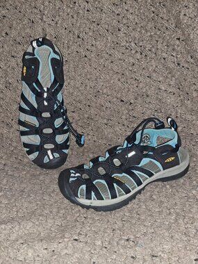 KEEN-Whisper-Waterproof/Washable Sport Sandals-Blue/Black-Size 7-Near Mint